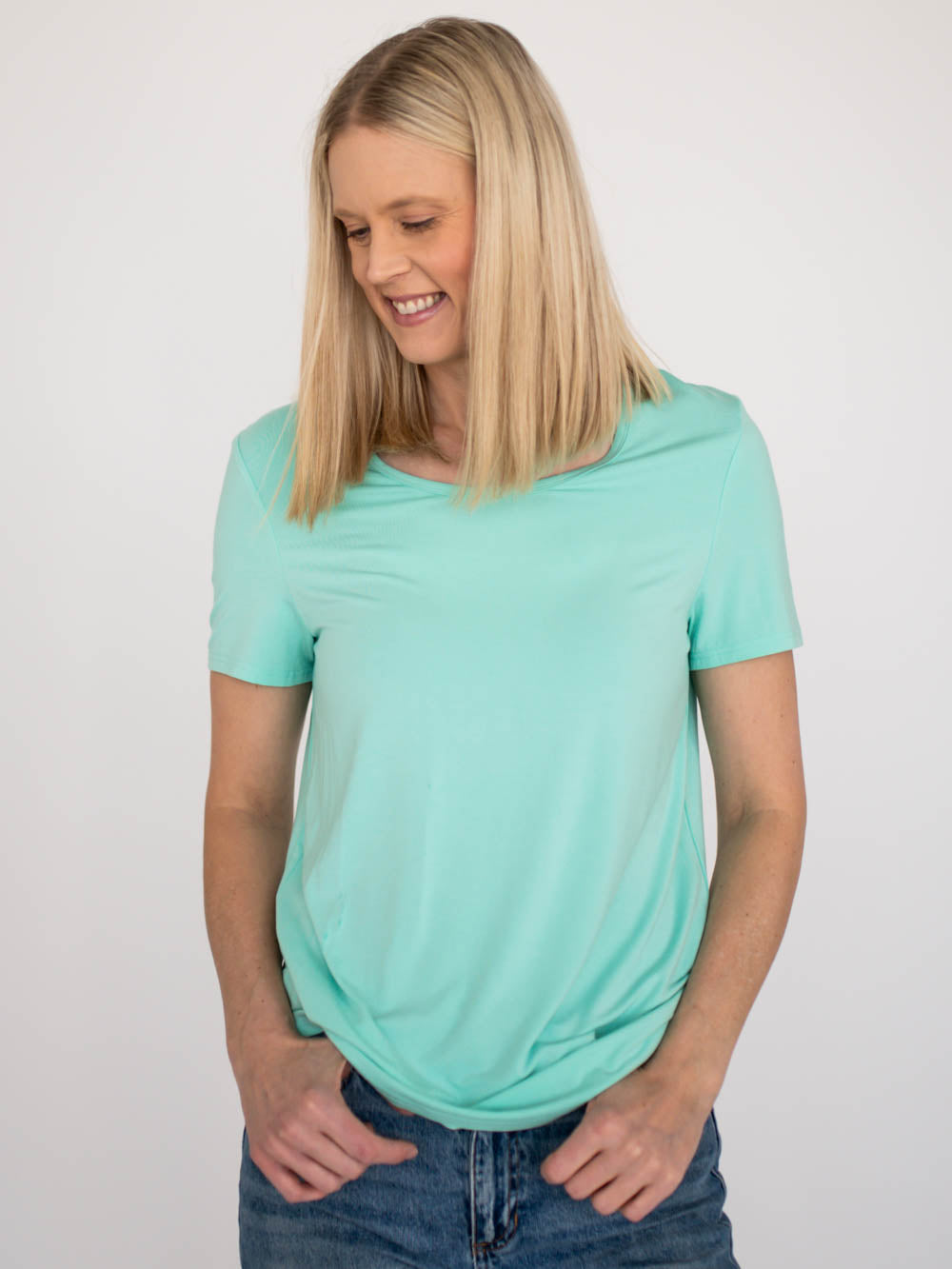 Riley Scoop Neck Tall Tee - Mint