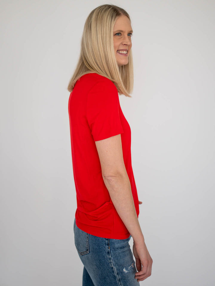 Riley Scoop Neck Tall Tee - Red