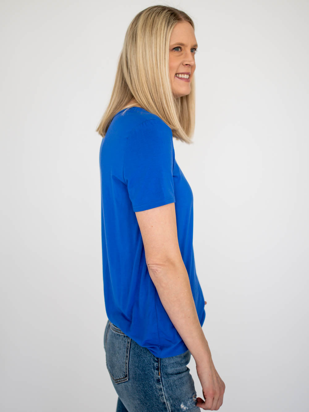 Riley Scoop Neck Tall Tee - Blue