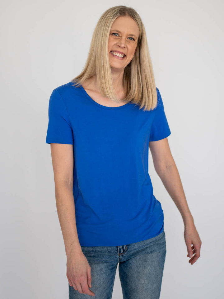 Riley Scoop Neck Tall Tee - Blue