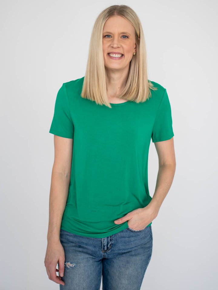 Riley Scoop Neck Tall Tee - Green