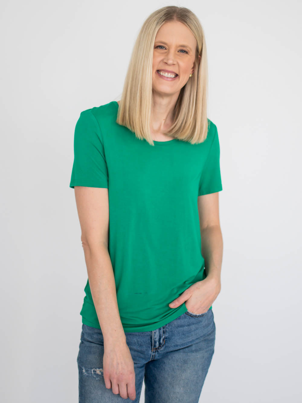 Riley Scoop Neck Tall Tee - Green