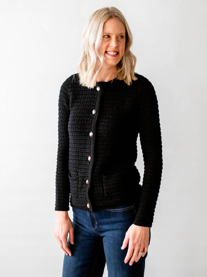 Black Woven Cardigan for Tall Women