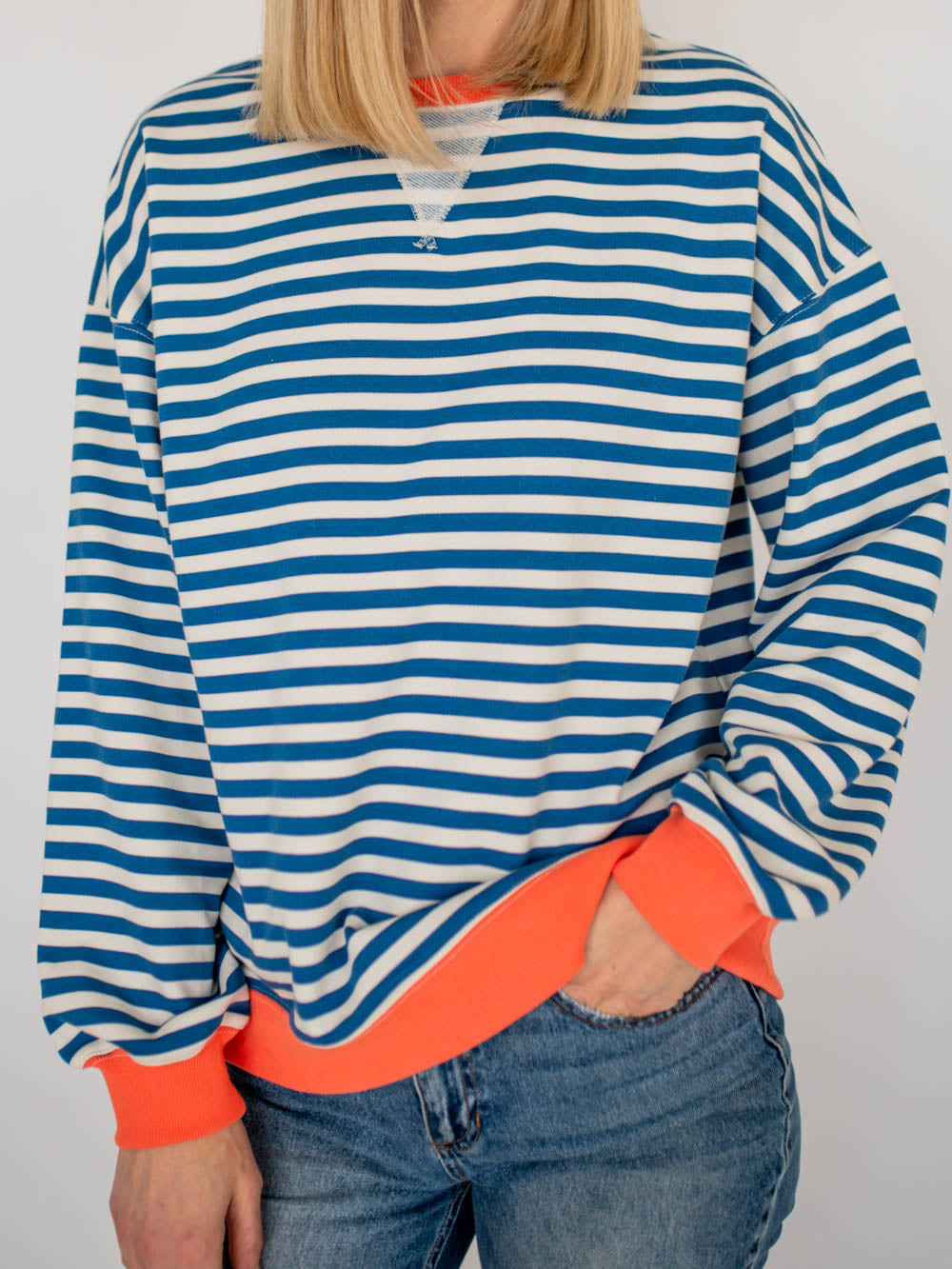 Daisy Tall Sweatshirt - Blue Stripe