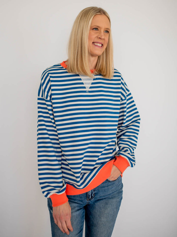 Daisy Tall Sweatshirt - Blue Stripe