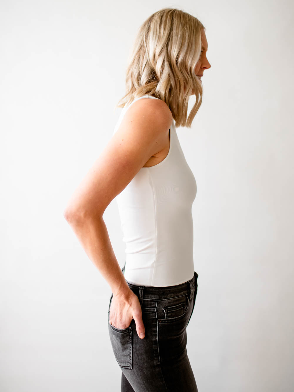 White Long Length Tank Top for Tall Girls