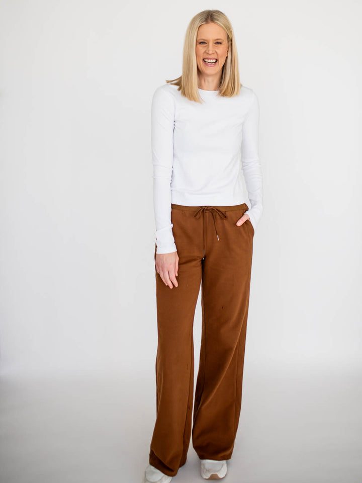 Cozy Wide Leg Tall Sweatpants - Brown