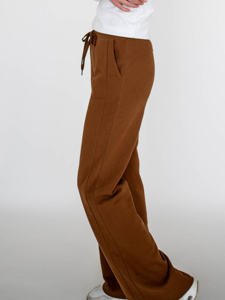 Cozy Wide Leg Tall Sweatpants - Brown