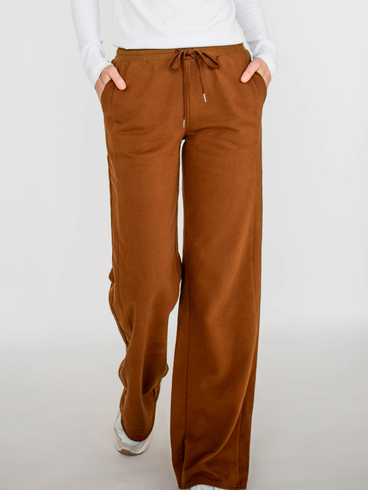 Cozy Wide Leg Tall Sweatpants - Brown