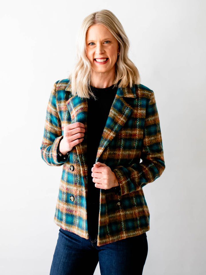 Multicolor Plaid Blazer for Tall Ladies