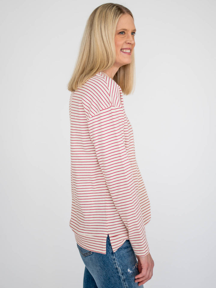 Venice Striped Long Sleeve Tall Tee - Red