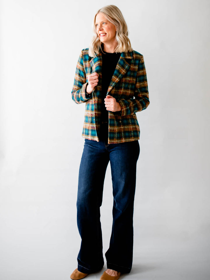 Multicolor Plaid Blazer for Tall Women