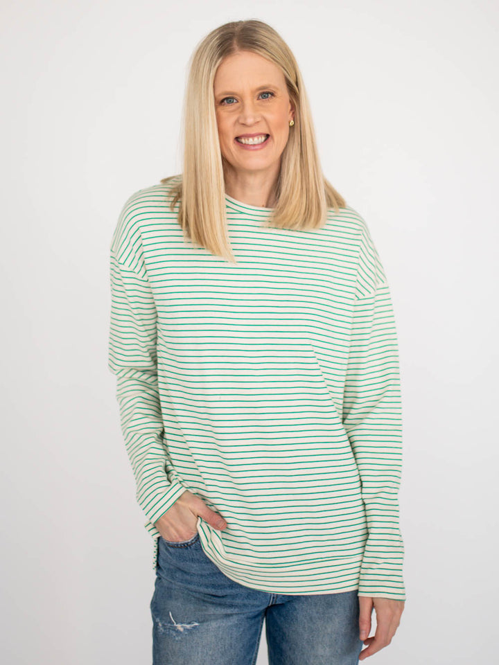 Venice Striped Long Sleeve Tall Tee - Green