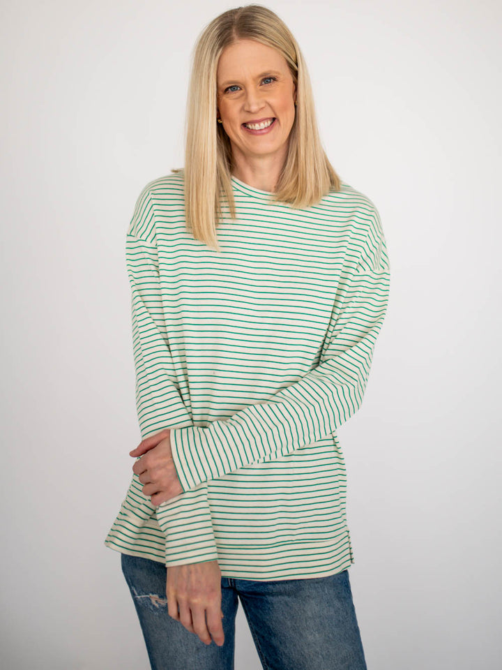 Venice Striped Long Sleeve Tall Tee - Green