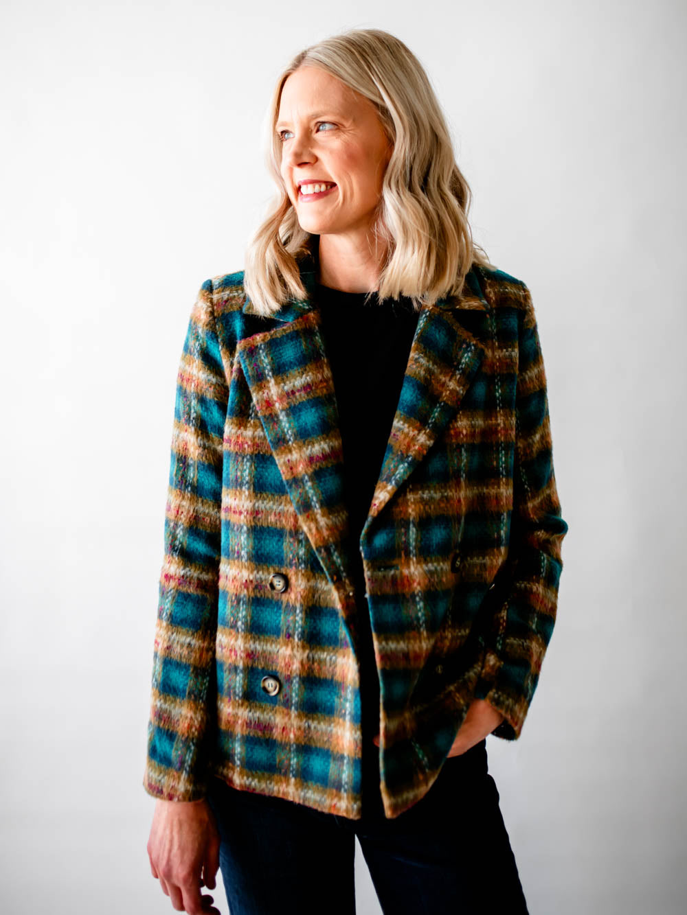 Multicolor Plaid Blazer for Tall Girls