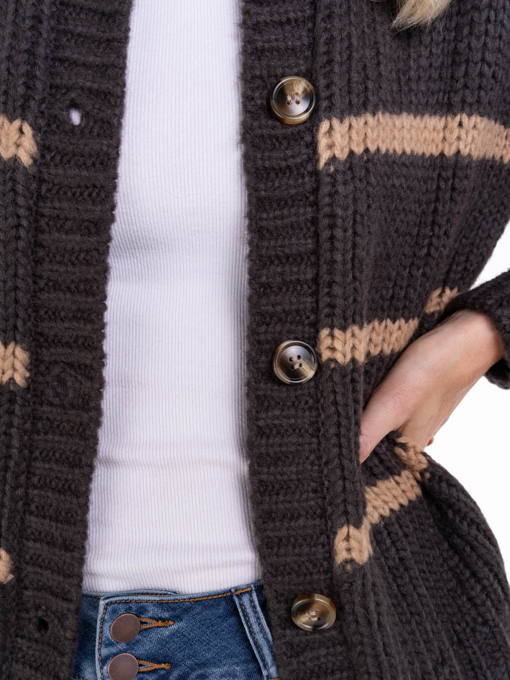 Grey Striped Cardigan for Tall Girls