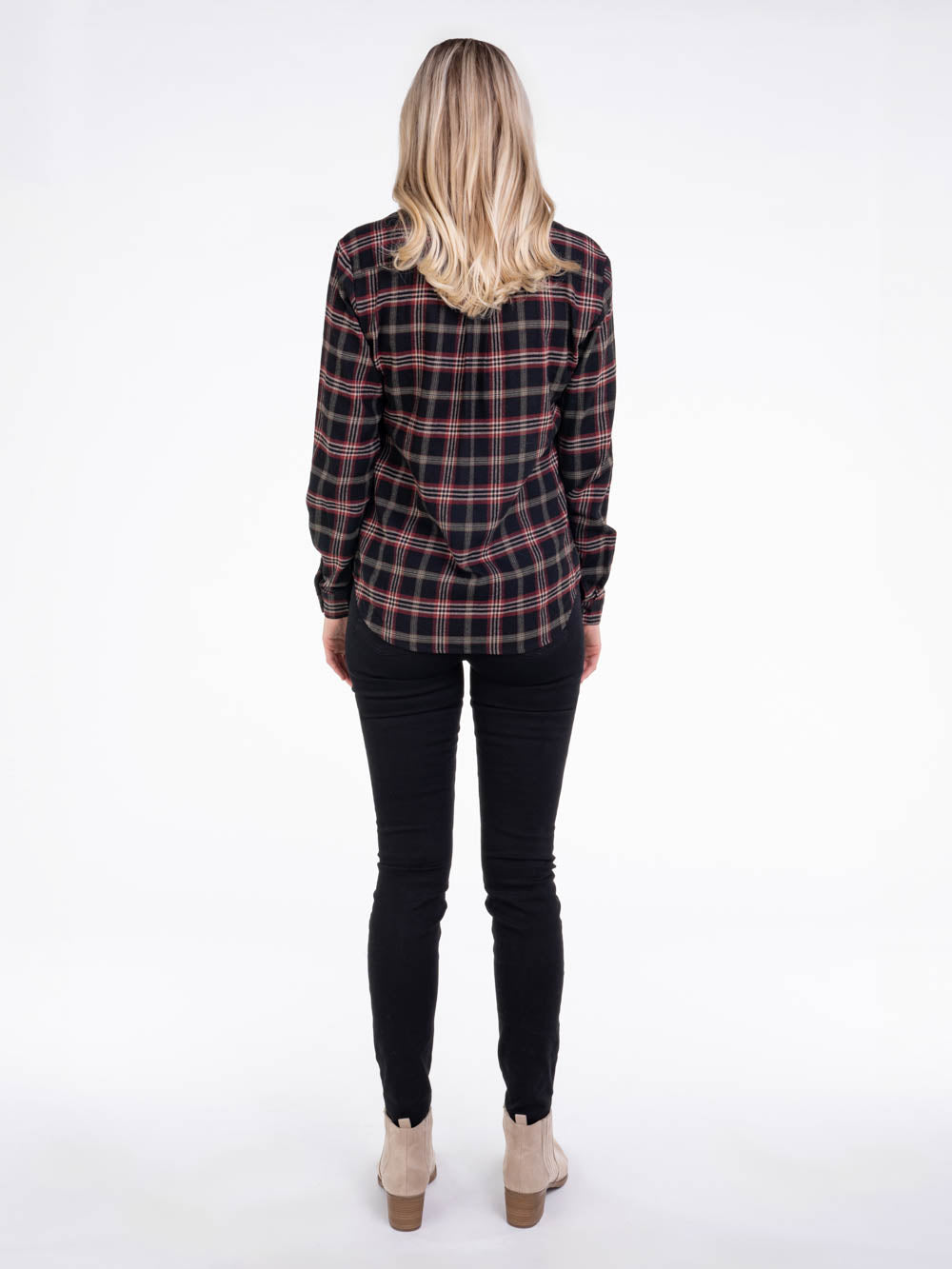 Black Plaid Button Up for Tall Ladies