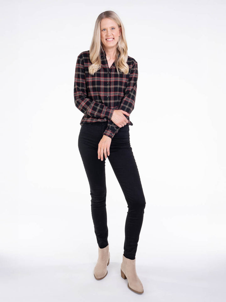 Black Plaid Button Up for Tall Girls