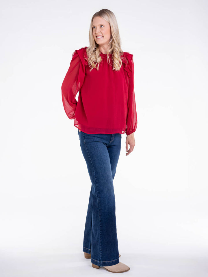 Red Fall Blouse for Tall Ladies