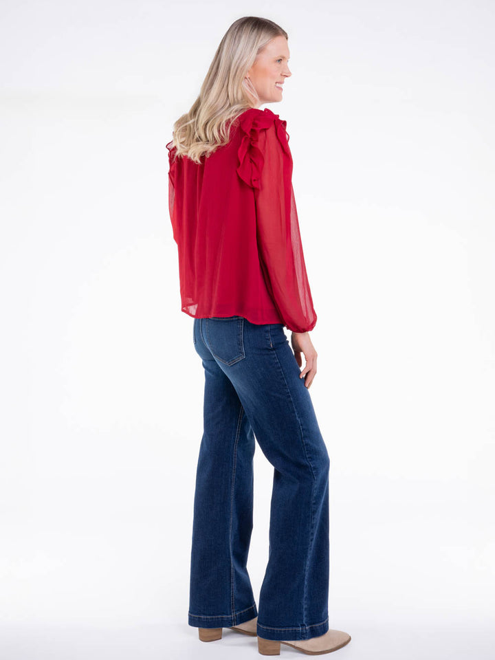 Ruffle Shoulder Blouse for Tall Girls