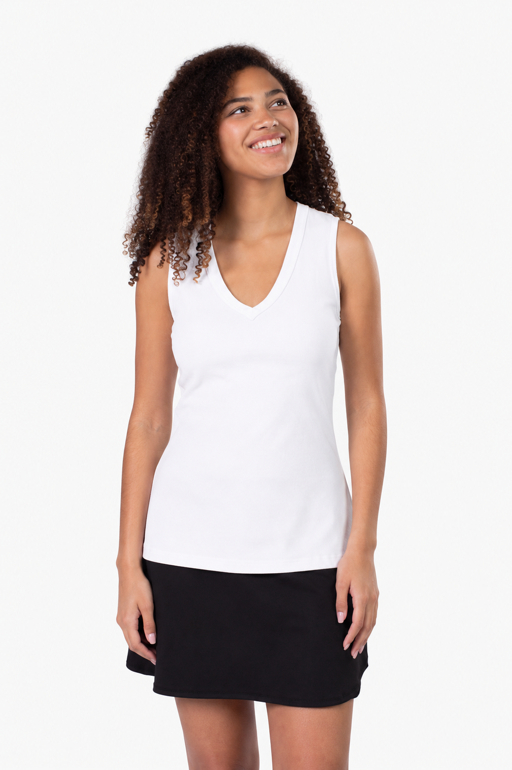 Riviera V-Neck Tall Rib Tank - White