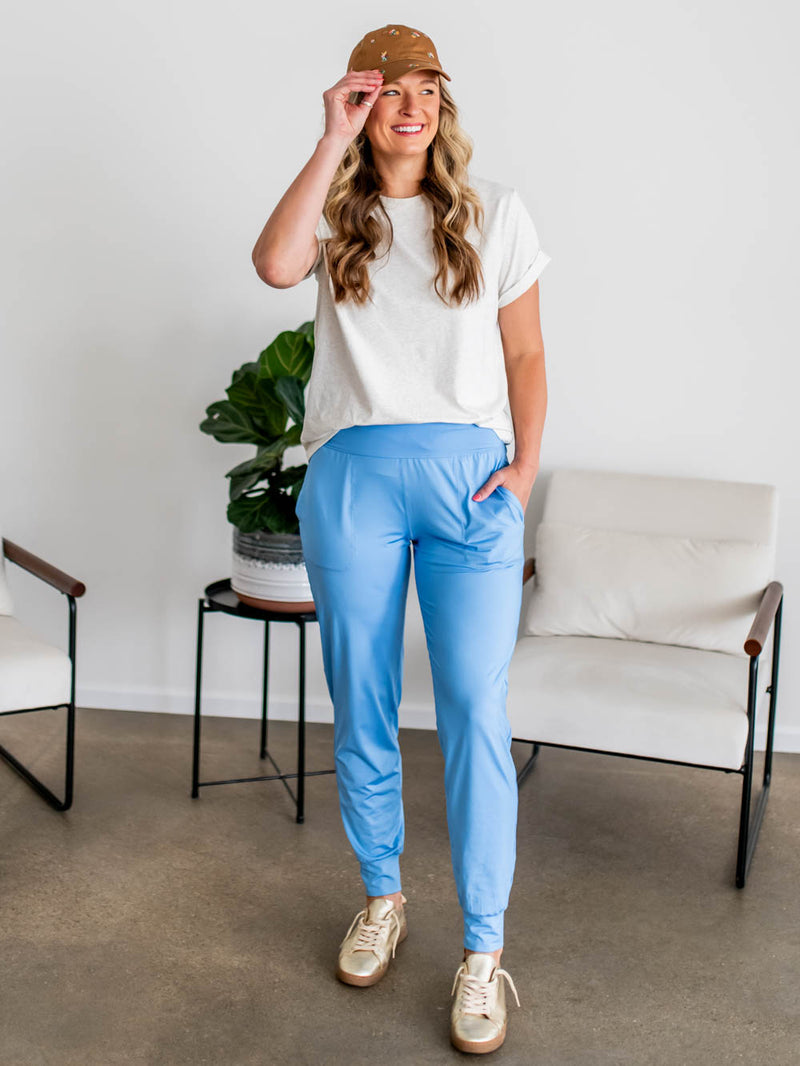 The Stride Jogger for tall women styled casually with sneakers for everyday wear