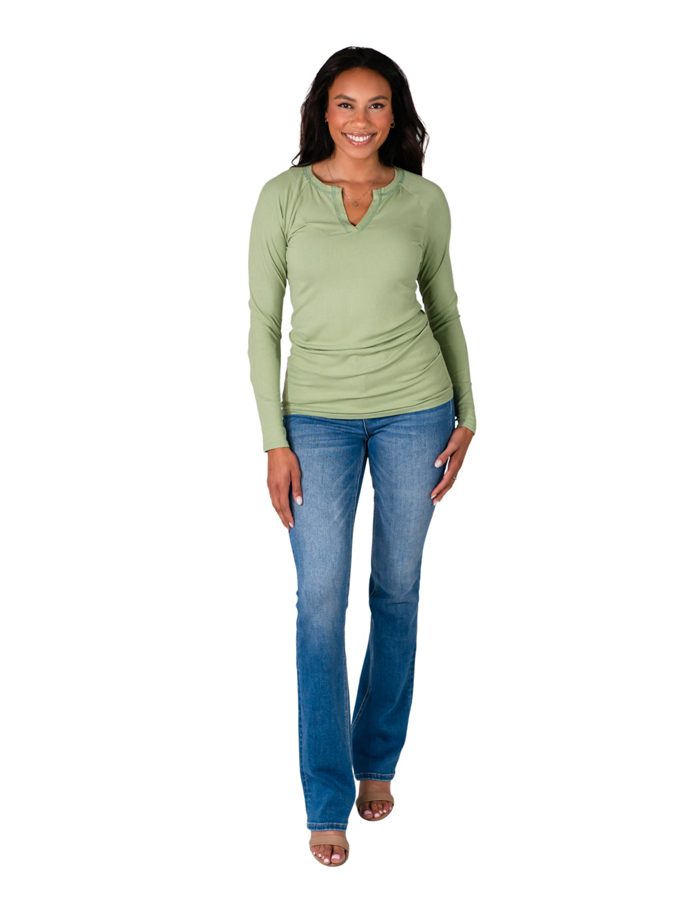 Olive Long Sleeve Top for Tall Women