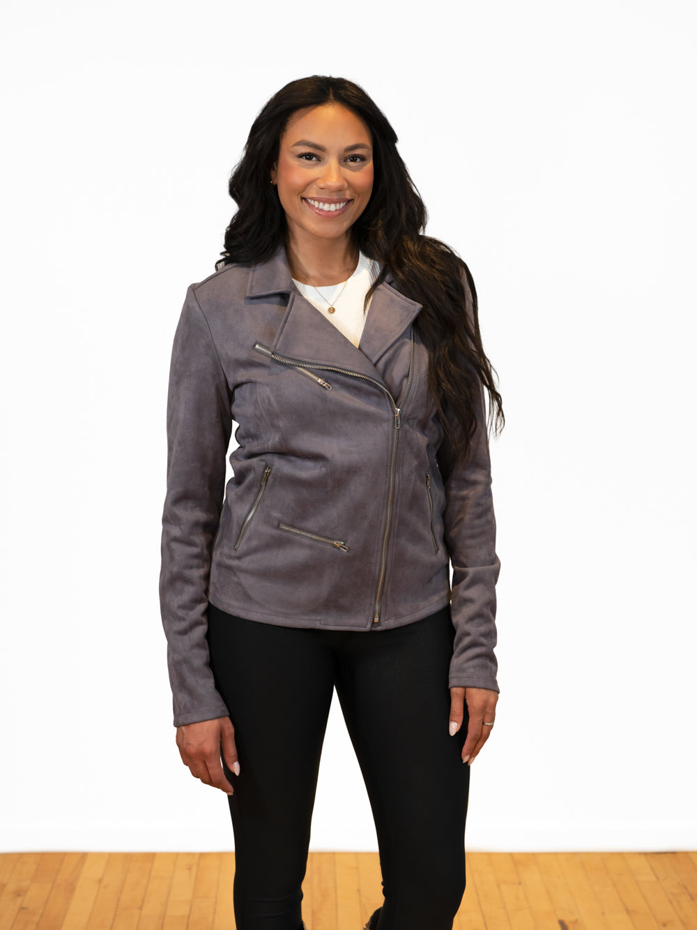 Grey Moto Jacket for Tall Women