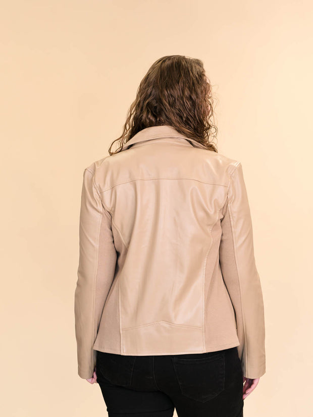 Tan Leather Jacket for Tall Women back