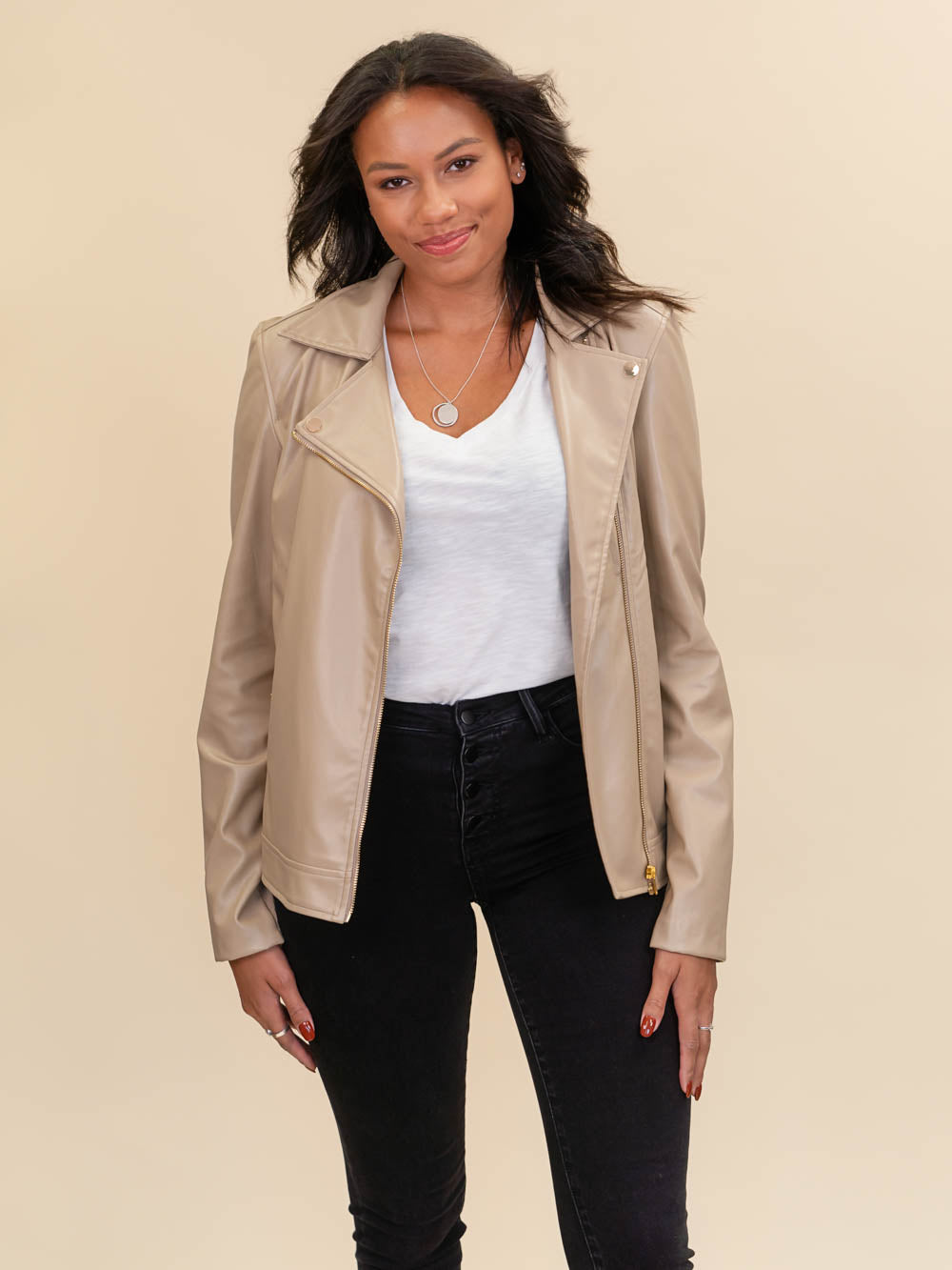 leather jacket for tall ladies tan fabric