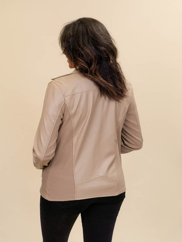 leather jacket for tall ladies back view