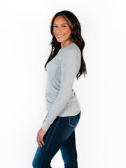 tall long sleeve t-shirt in grey for women