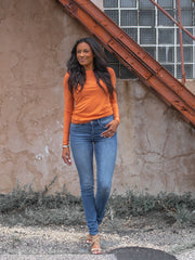 tall long sleeve t-shirt in orange for women
